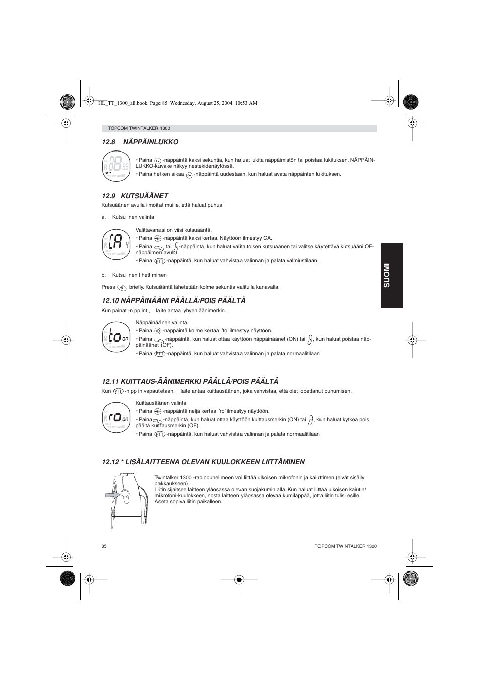 Suomi | Topcom Twintalker 1300 User Manual | Page 85 / 116