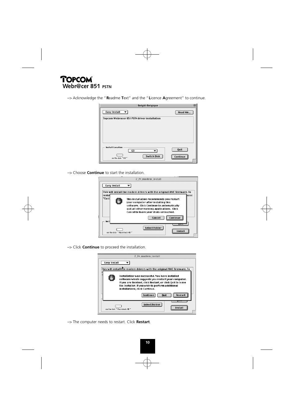 Webr@cer 851 | Topcom Webr@cer 851 PSTN User Manual | Page 10 / 52