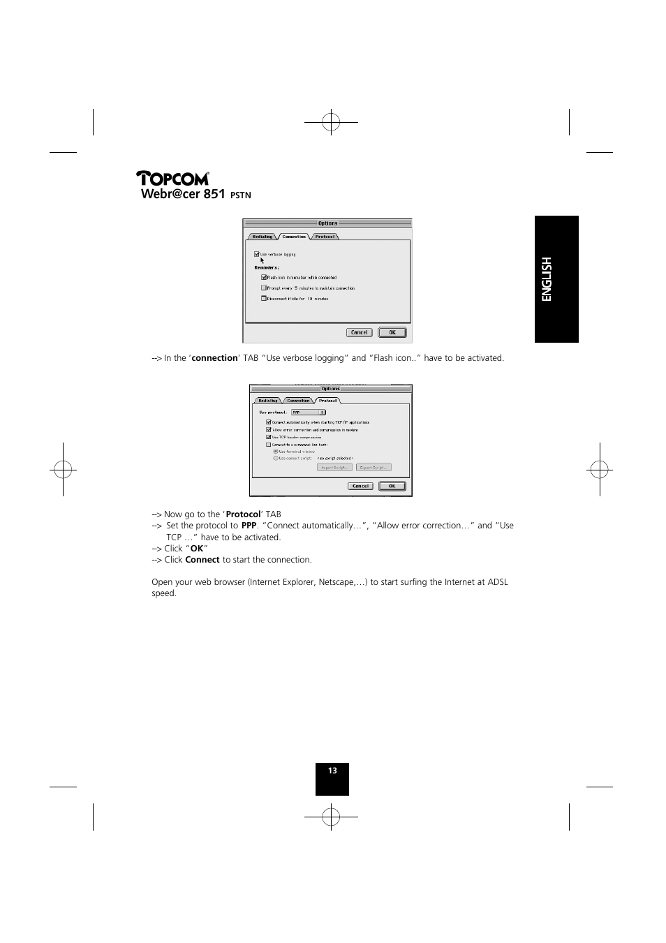 Webr@cer 851 | Topcom Webr@cer 851 PSTN User Manual | Page 13 / 52