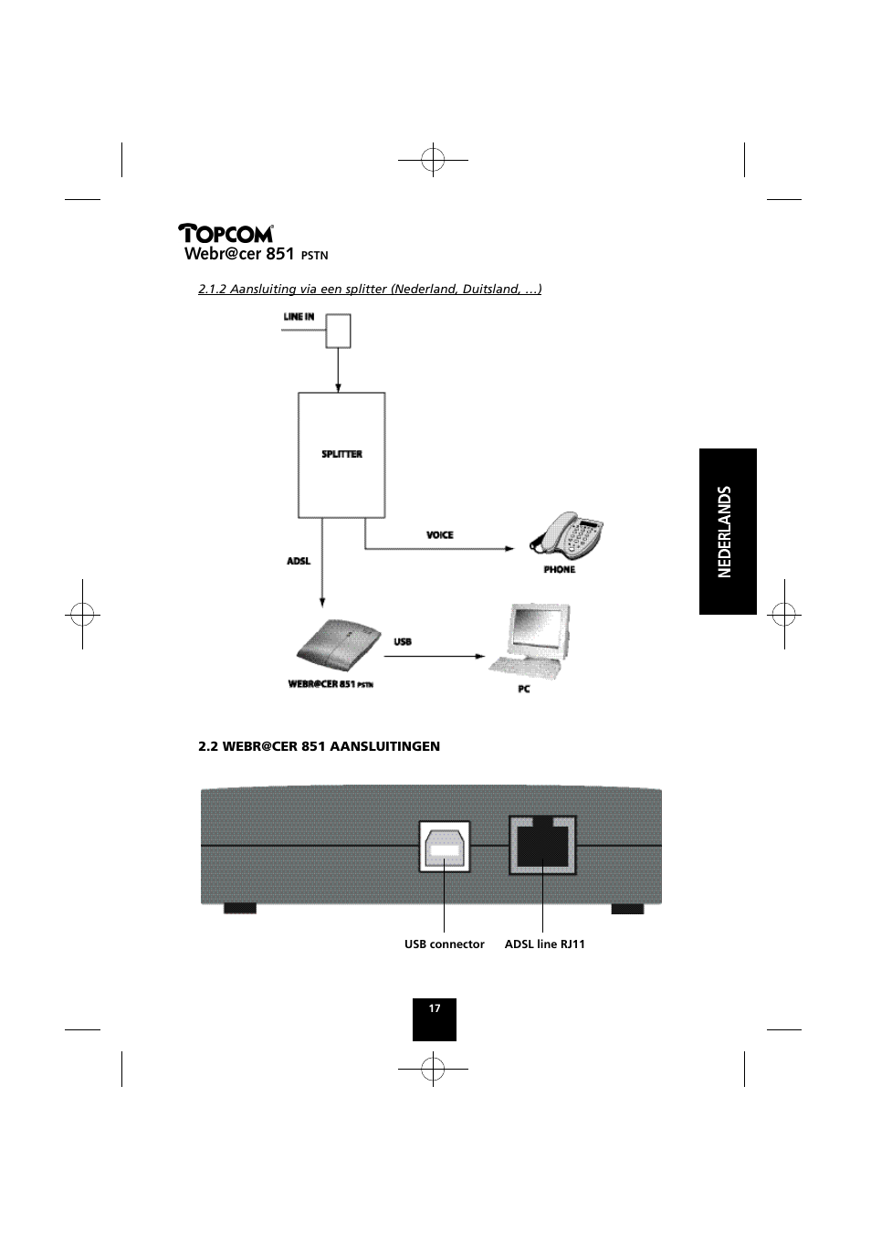 Webr@cer 851 | Topcom Webr@cer 851 PSTN User Manual | Page 17 / 52