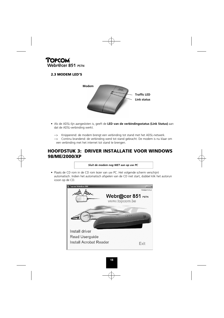 Webr@cer 851 | Topcom Webr@cer 851 PSTN User Manual | Page 18 / 52