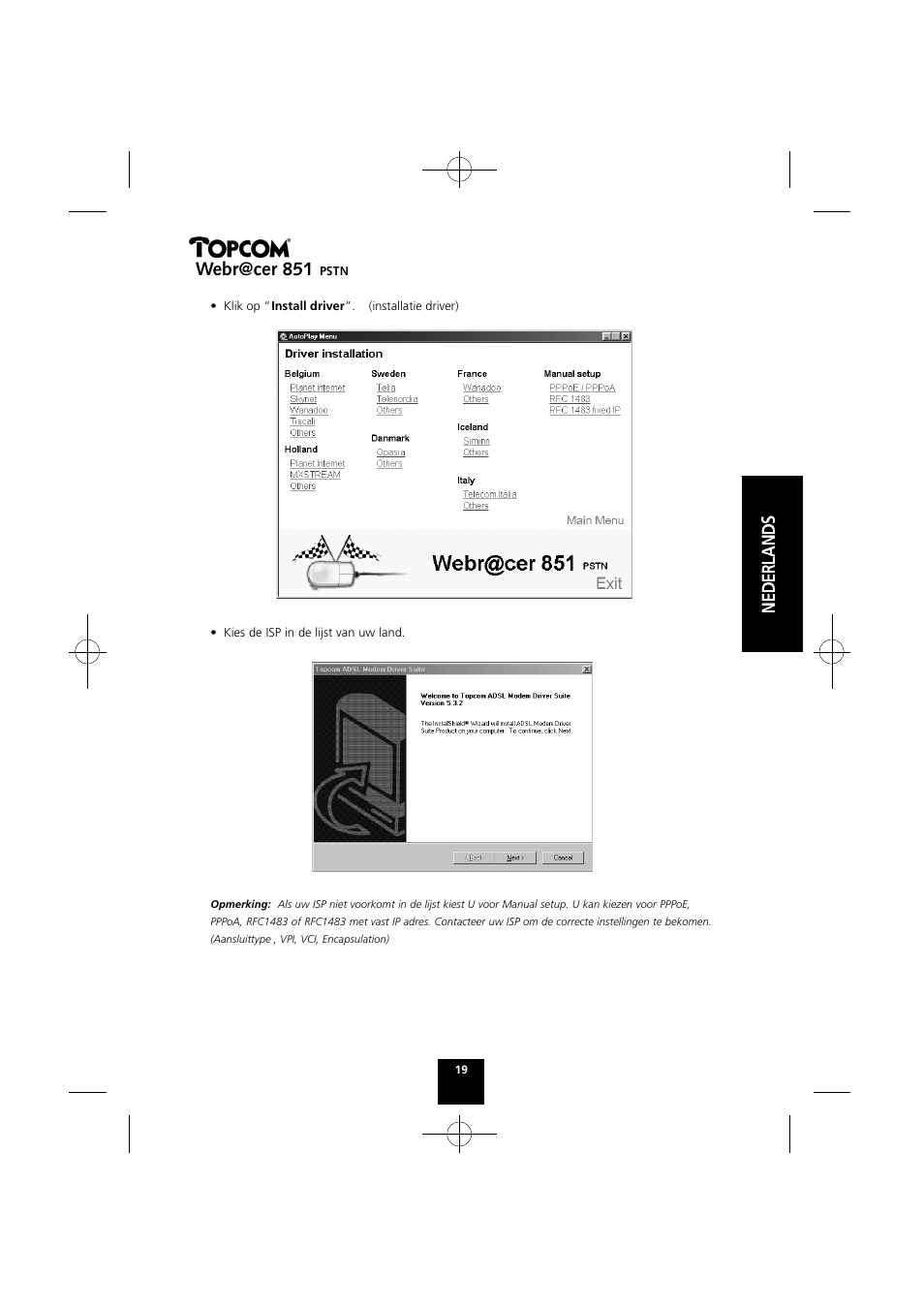 Webr@cer 851 | Topcom Webr@cer 851 PSTN User Manual | Page 19 / 52