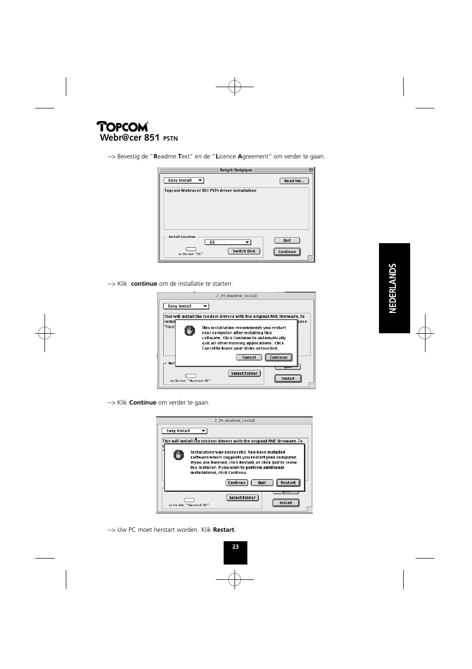 Webr@cer 851 | Topcom Webr@cer 851 PSTN User Manual | Page 23 / 52