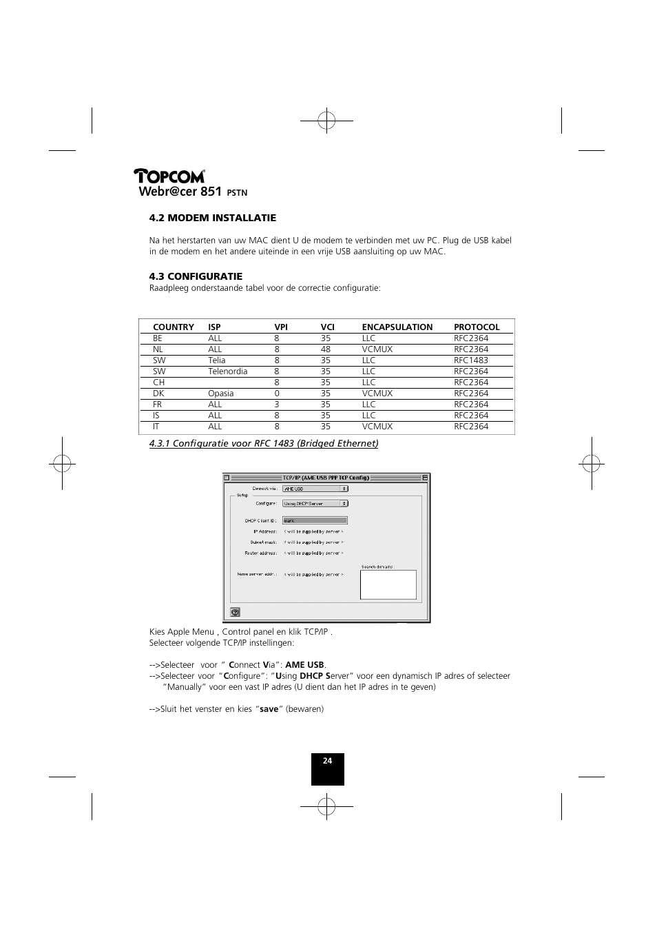 Webr@cer 851 | Topcom Webr@cer 851 PSTN User Manual | Page 24 / 52