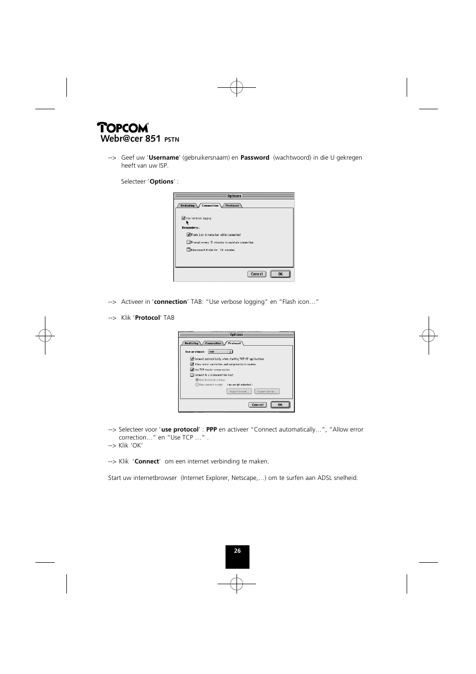 Webr@cer 851 | Topcom Webr@cer 851 PSTN User Manual | Page 26 / 52