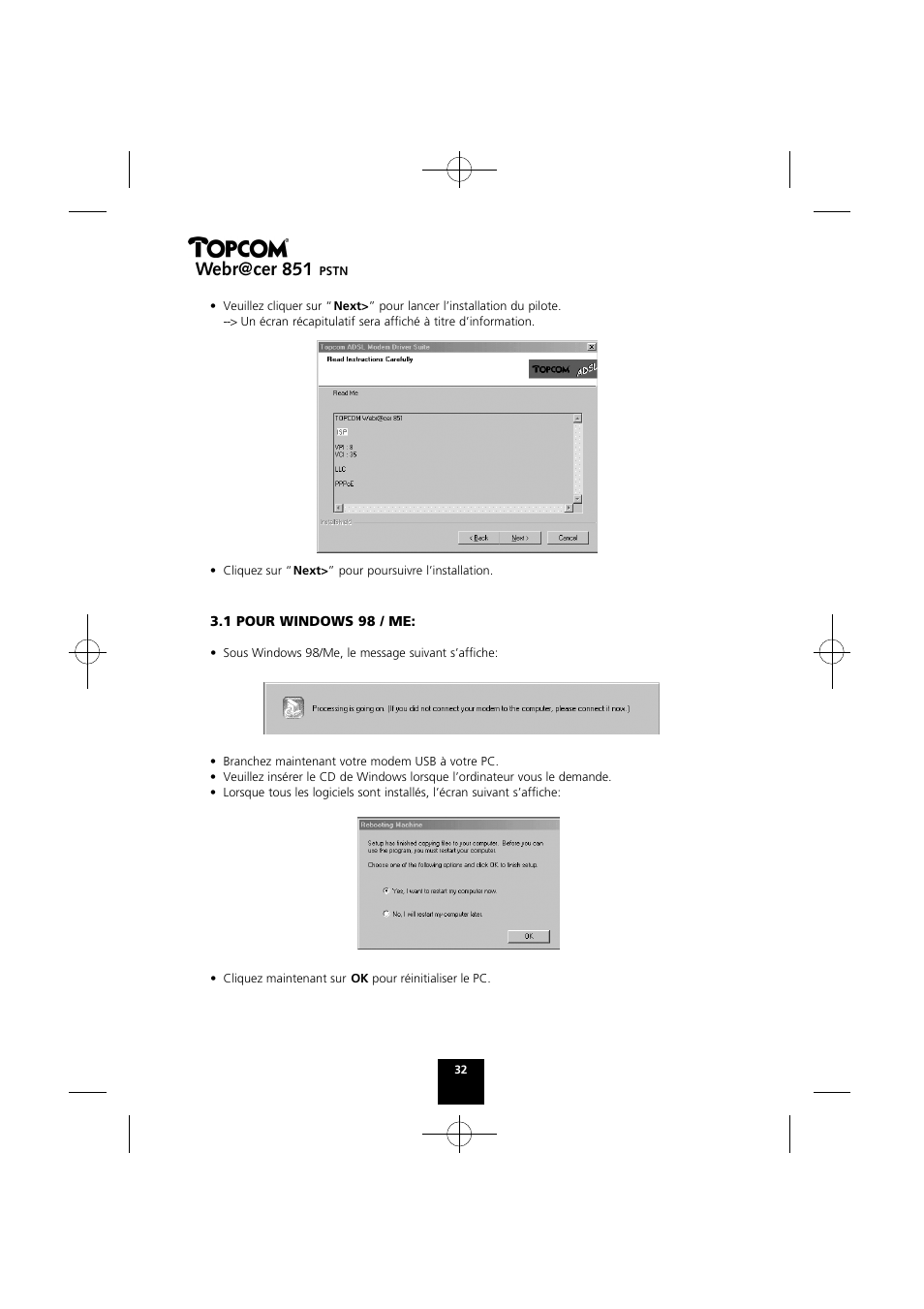 Webr@cer 851 | Topcom Webr@cer 851 PSTN User Manual | Page 32 / 52