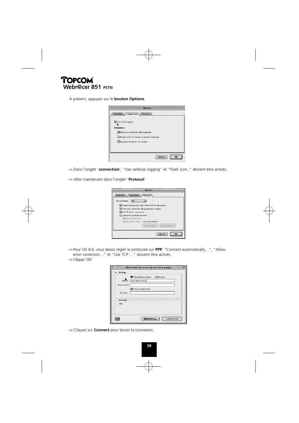 Webr@cer 851 | Topcom Webr@cer 851 PSTN User Manual | Page 38 / 52