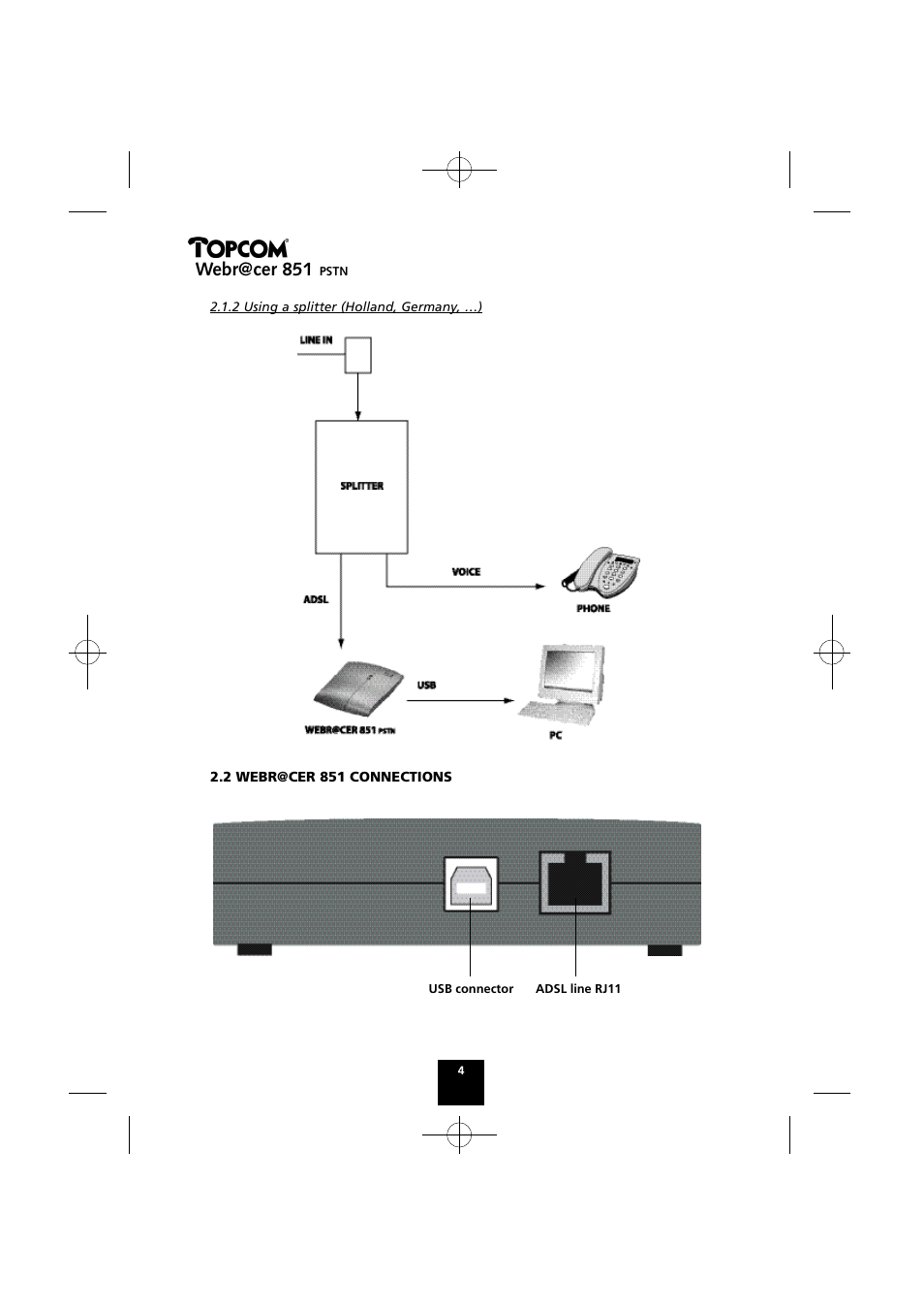 Webr@cer 851 | Topcom Webr@cer 851 PSTN User Manual | Page 4 / 52