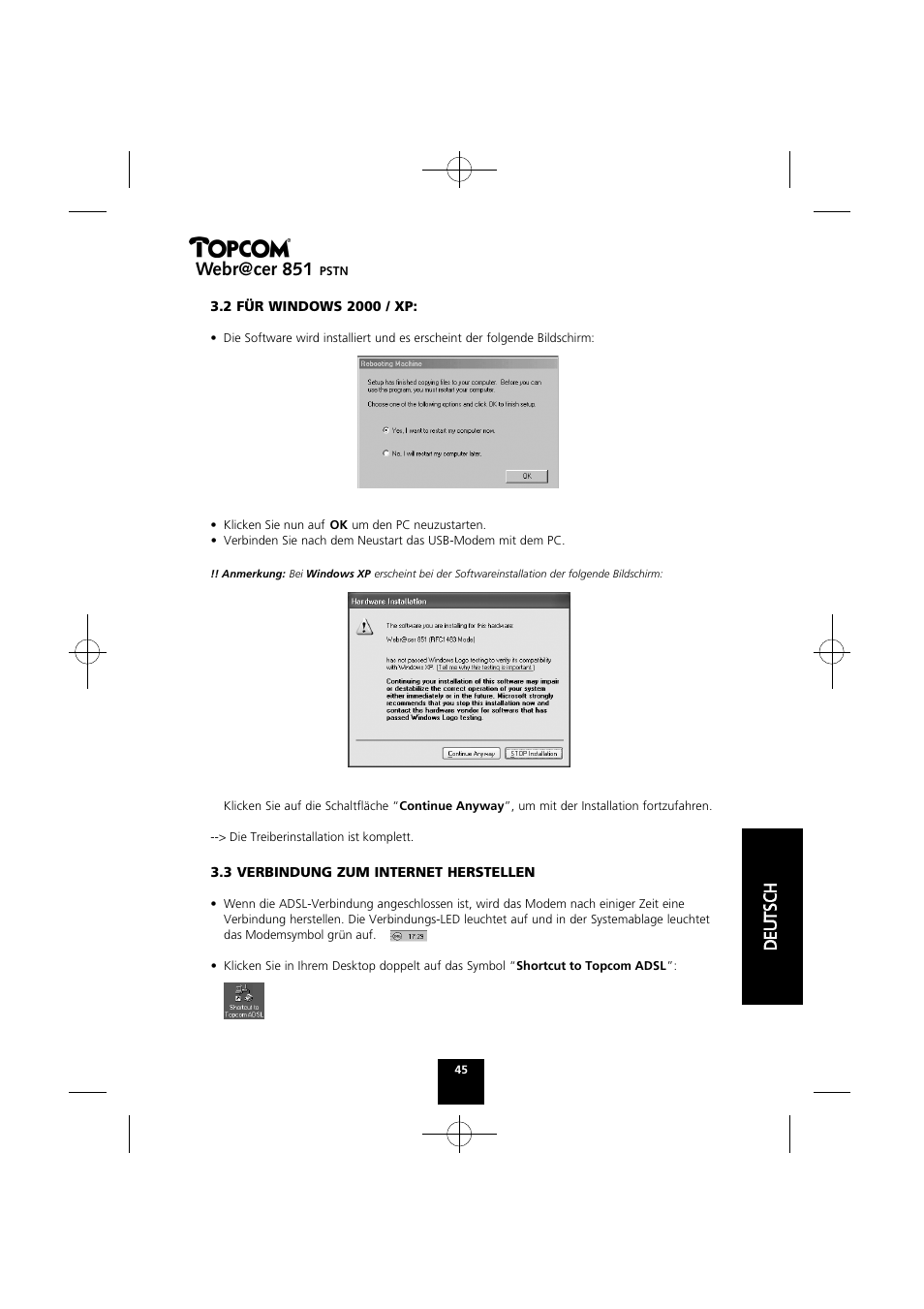 Webr@cer 851 | Topcom Webr@cer 851 PSTN User Manual | Page 45 / 52