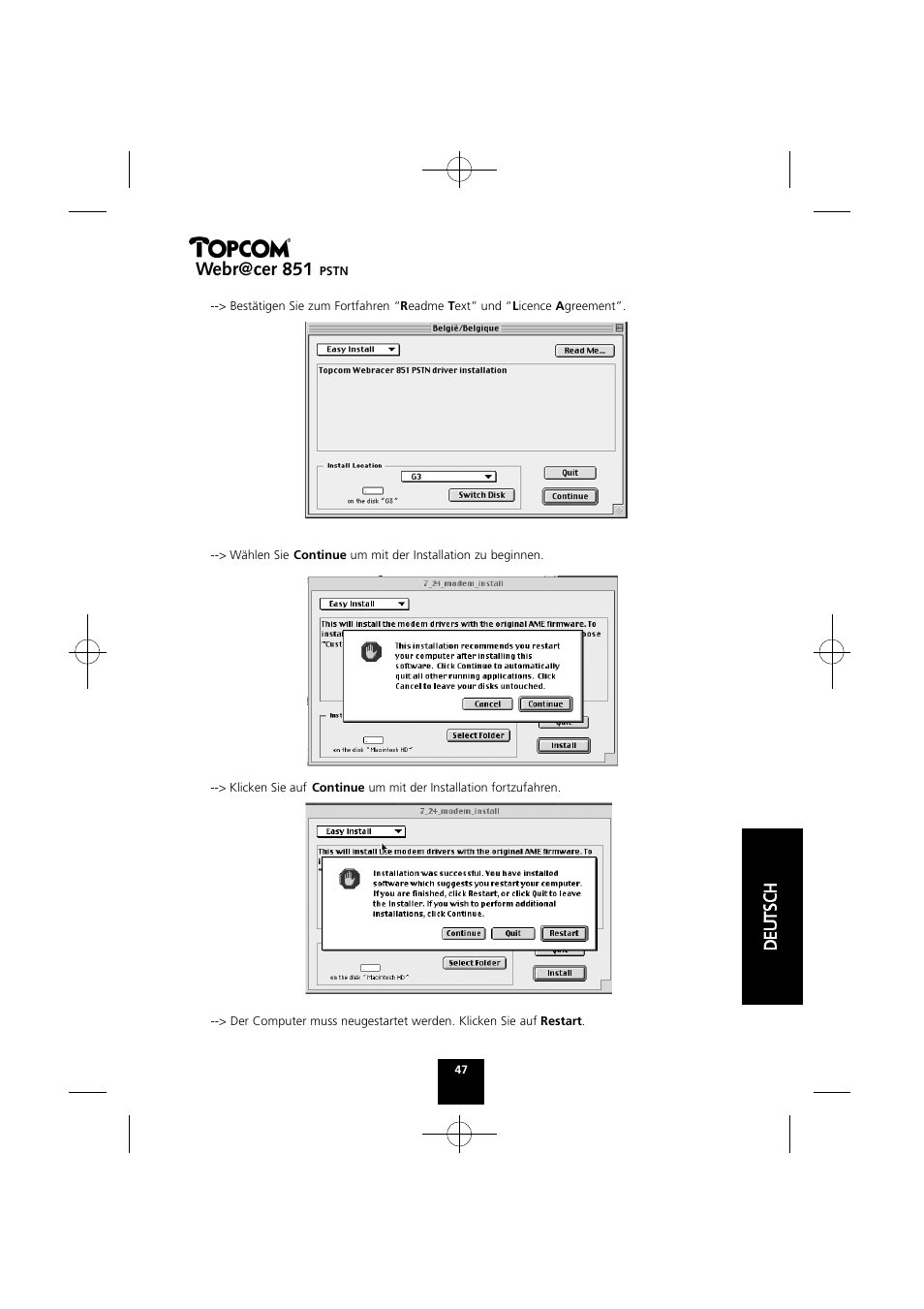 Webr@cer 851 | Topcom Webr@cer 851 PSTN User Manual | Page 47 / 52