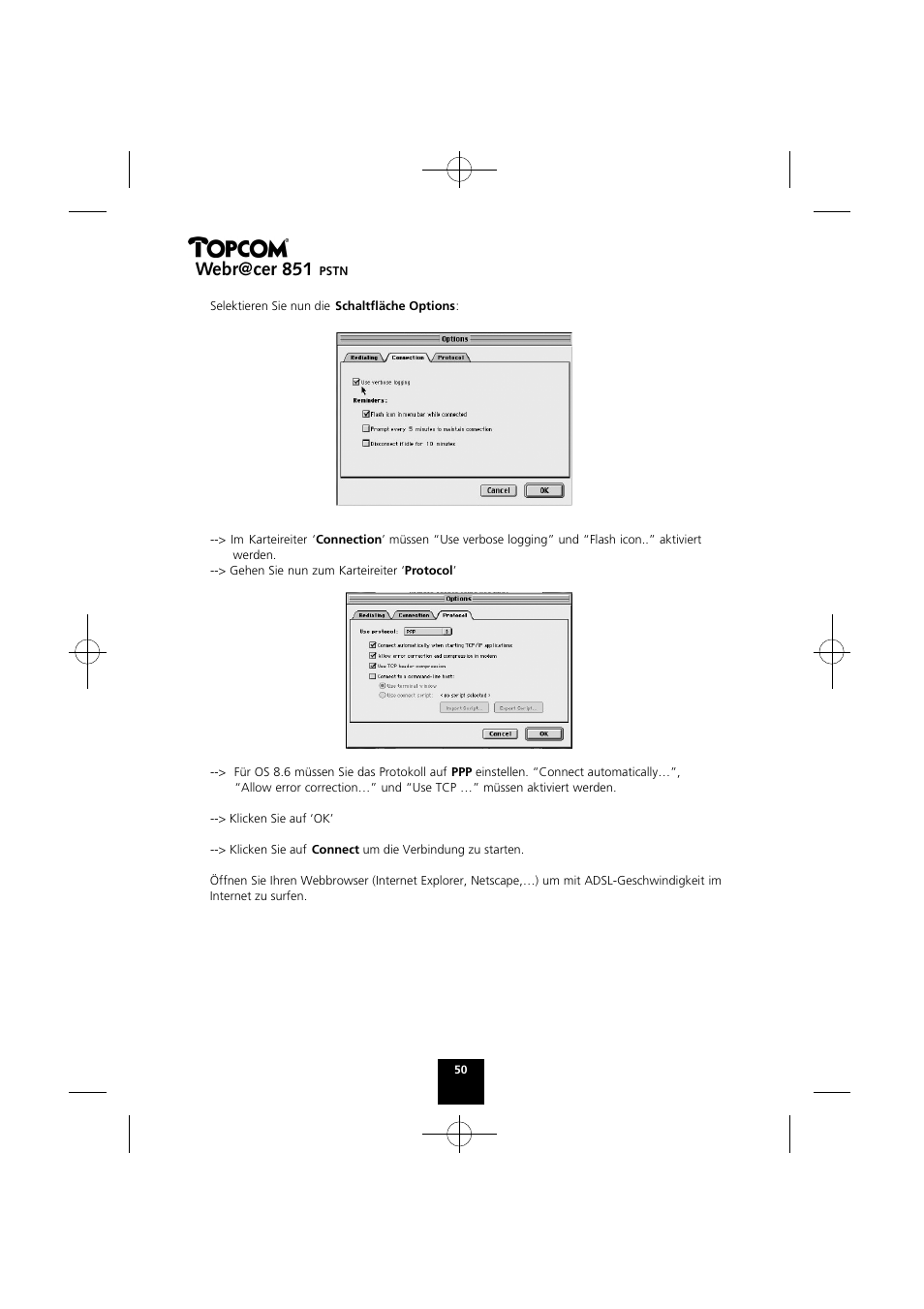 Webr@cer 851 | Topcom Webr@cer 851 PSTN User Manual | Page 50 / 52