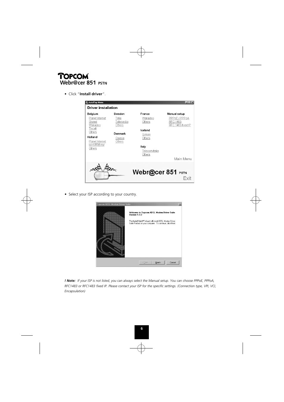 Webr@cer 851 | Topcom Webr@cer 851 PSTN User Manual | Page 6 / 52