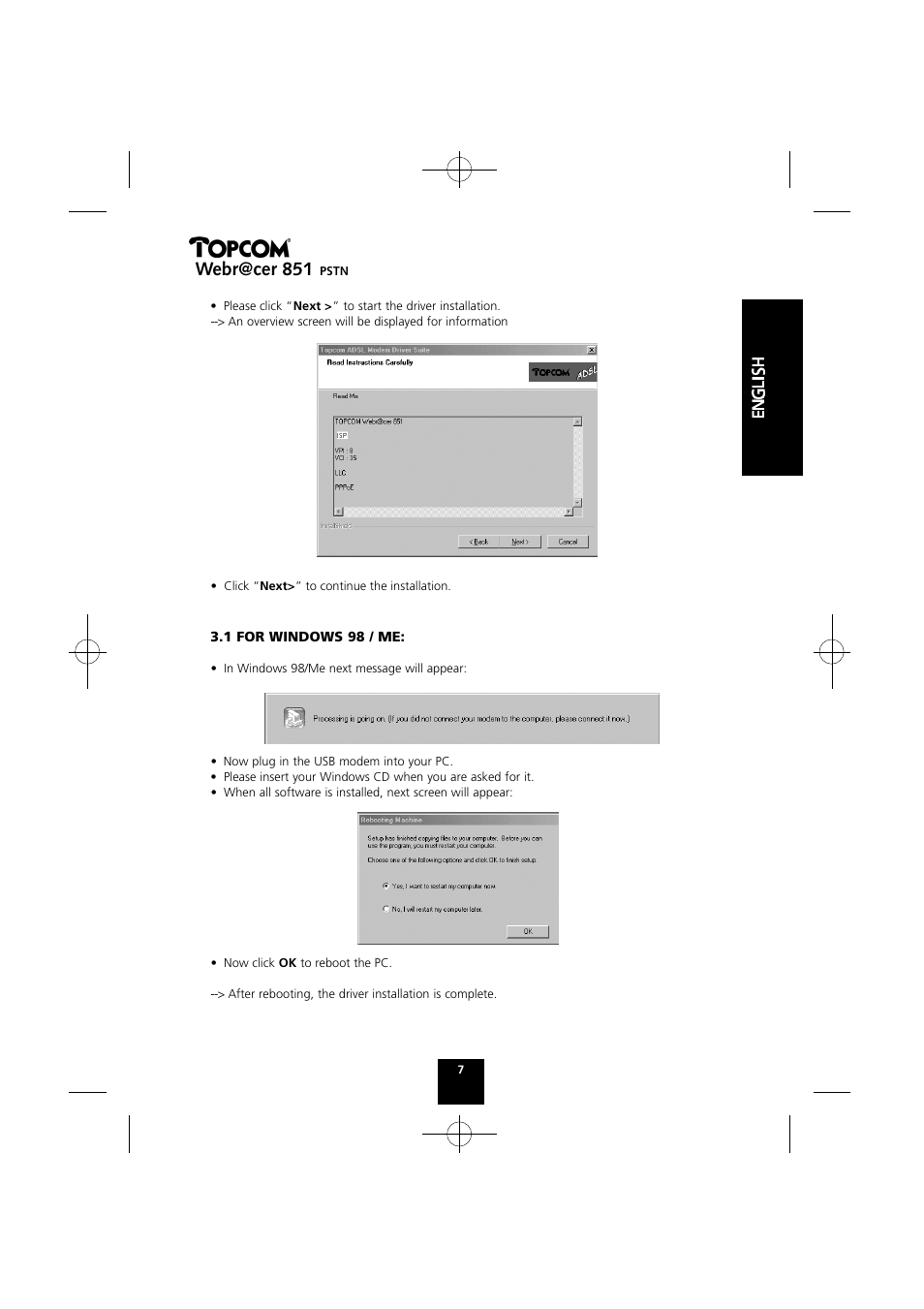 Webr@cer 851 | Topcom Webr@cer 851 PSTN User Manual | Page 7 / 52