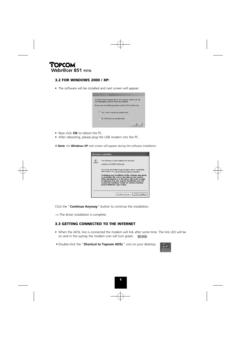 Webr@cer 851 | Topcom Webr@cer 851 PSTN User Manual | Page 8 / 52