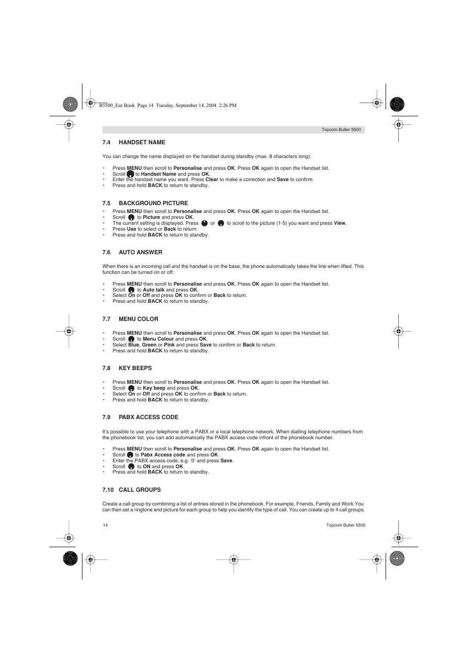 Topcom BUTLER 5500 User Manual | Page 14 / 100