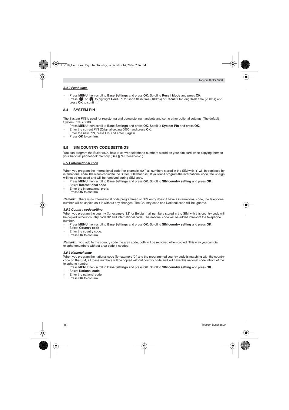 Topcom BUTLER 5500 User Manual | Page 16 / 100