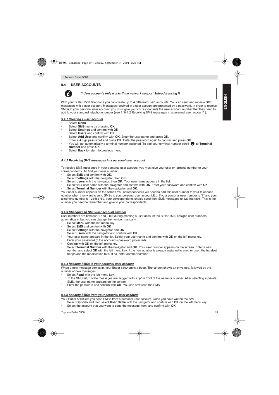 Topcom BUTLER 5500 User Manual | Page 19 / 100