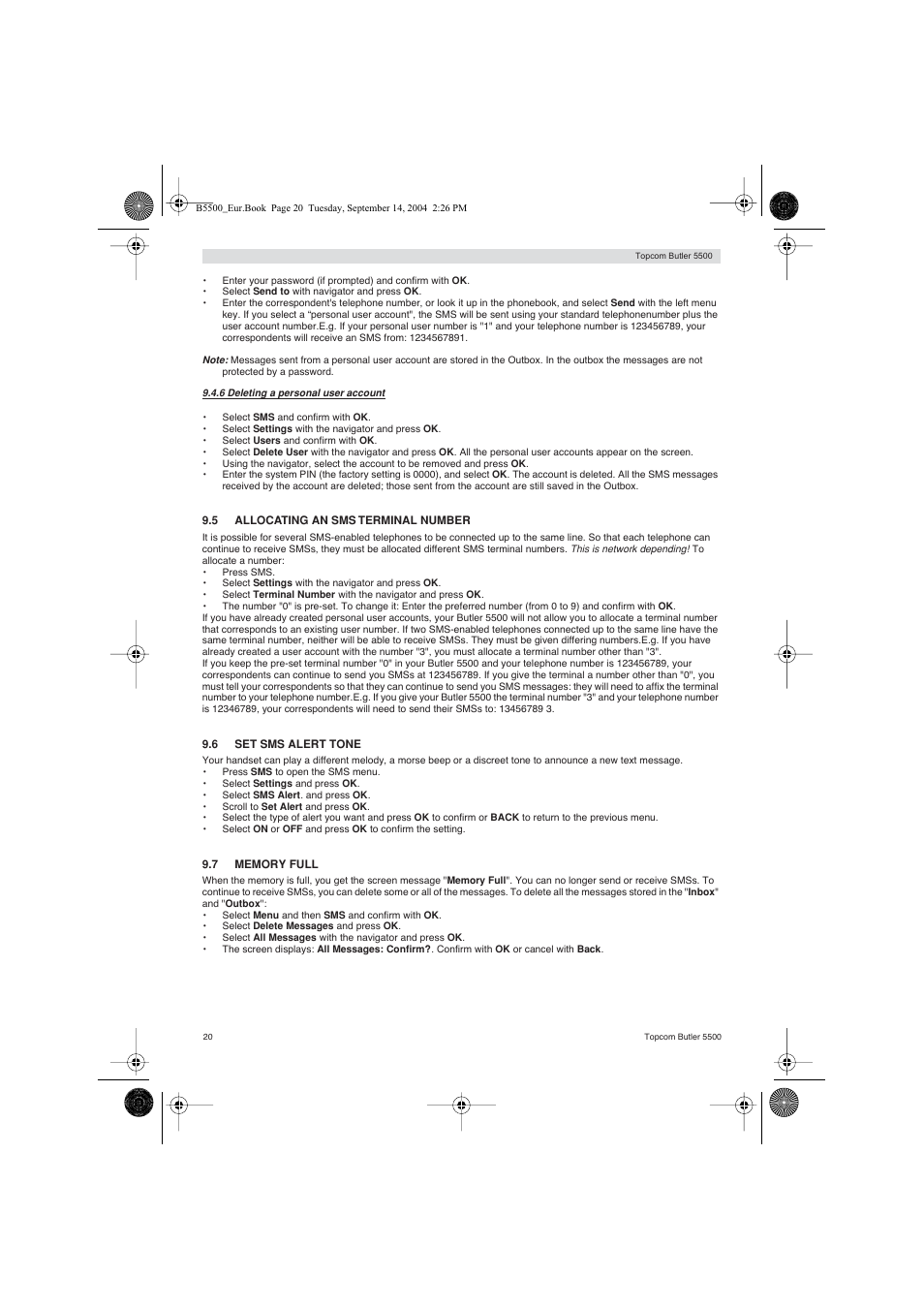 Topcom BUTLER 5500 User Manual | Page 20 / 100
