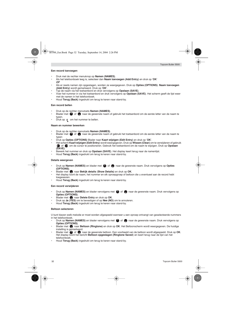 Topcom BUTLER 5500 User Manual | Page 32 / 100