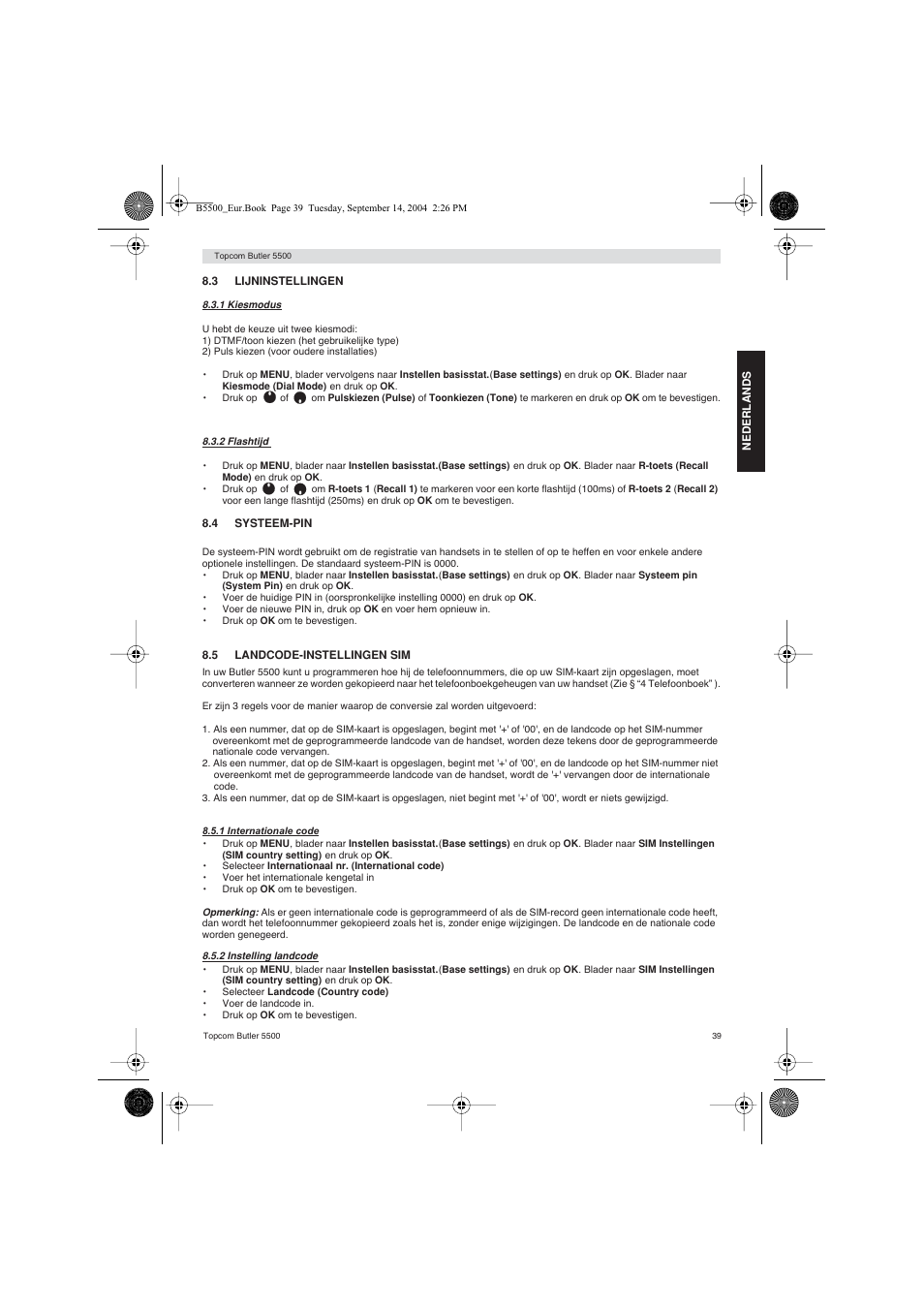 Topcom BUTLER 5500 User Manual | Page 39 / 100