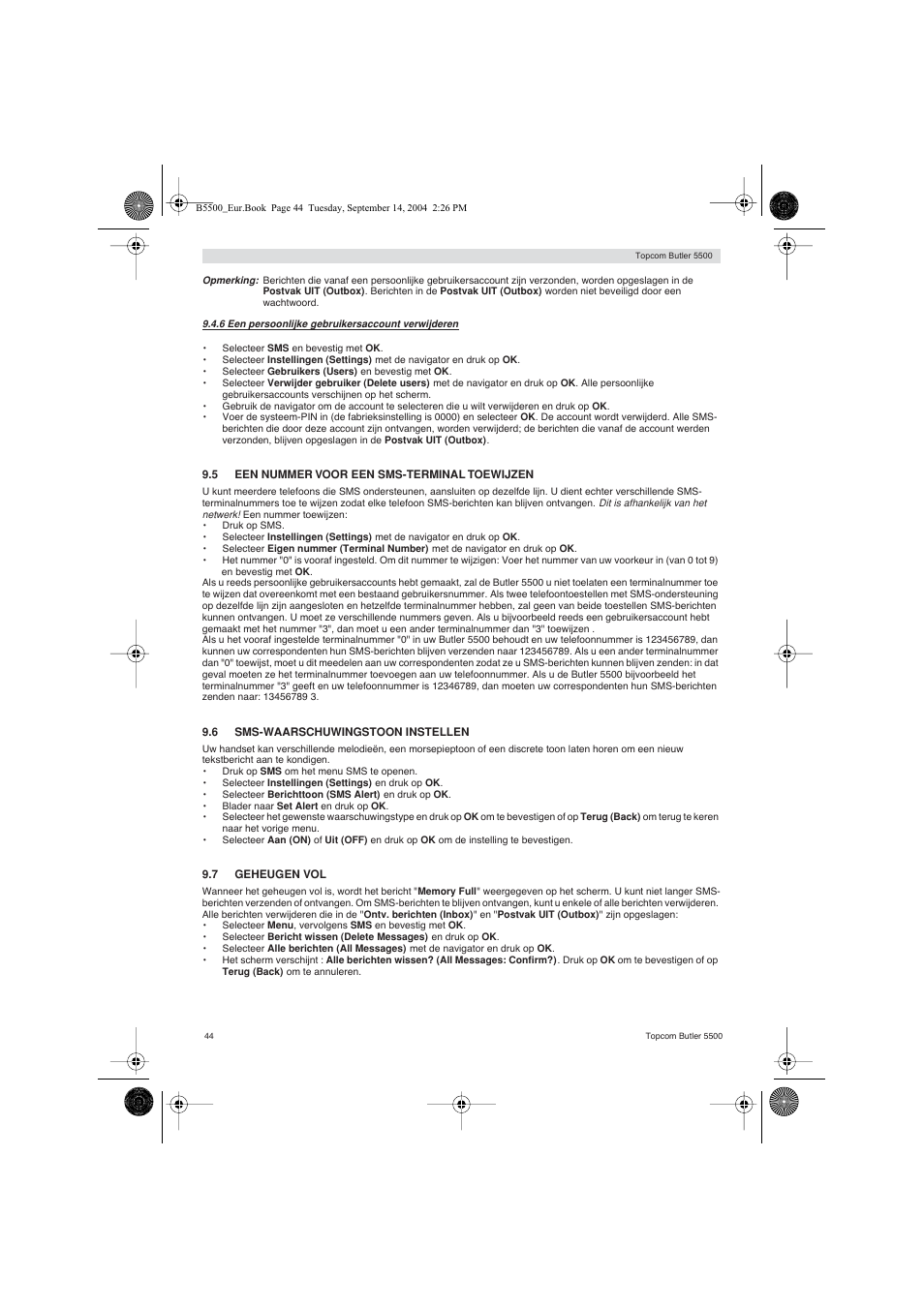 Topcom BUTLER 5500 User Manual | Page 44 / 100