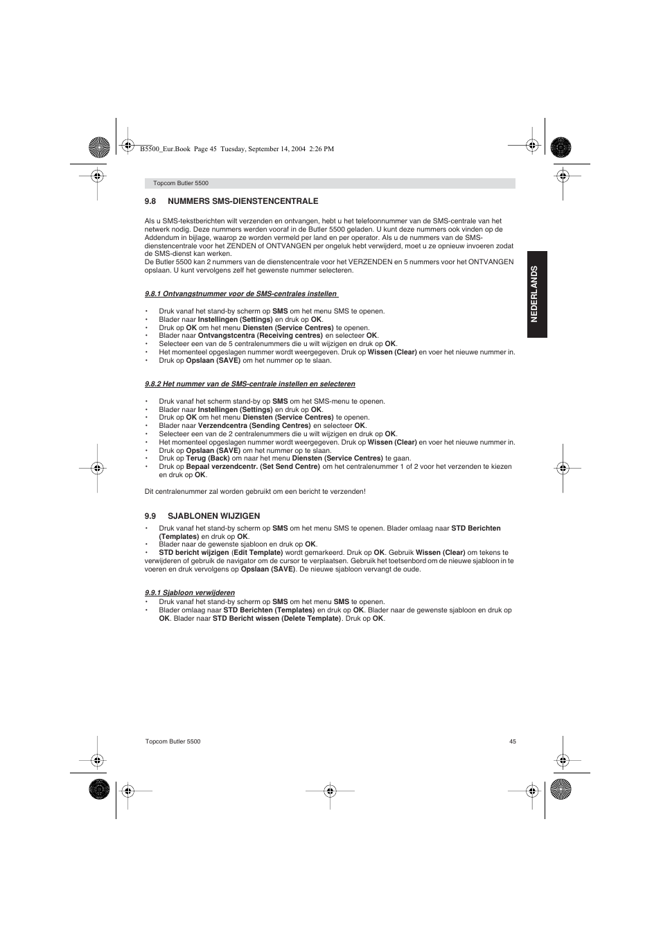 Topcom BUTLER 5500 User Manual | Page 45 / 100