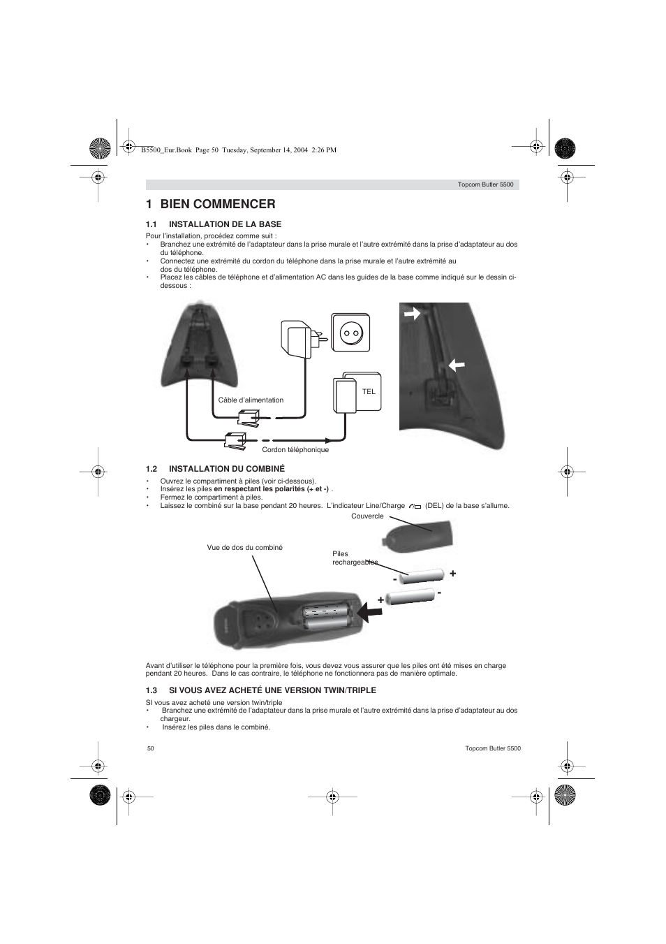 1 bien commencer | Topcom BUTLER 5500 User Manual | Page 50 / 100