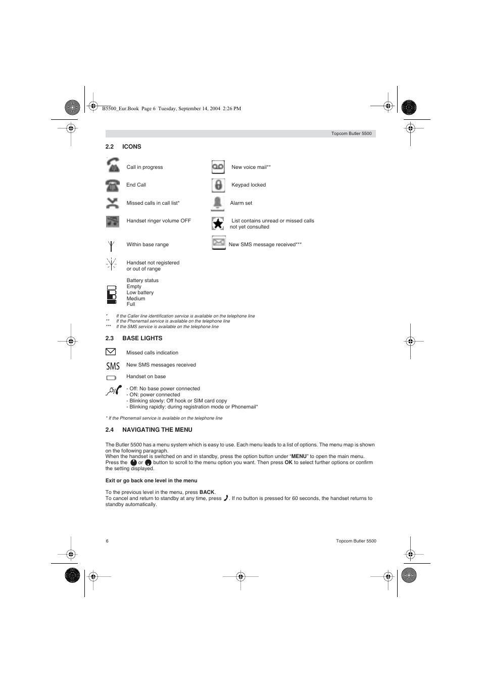 Topcom BUTLER 5500 User Manual | Page 6 / 100