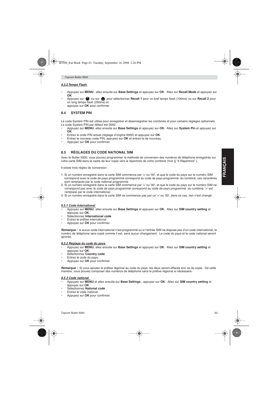 Topcom BUTLER 5500 User Manual | Page 63 / 100