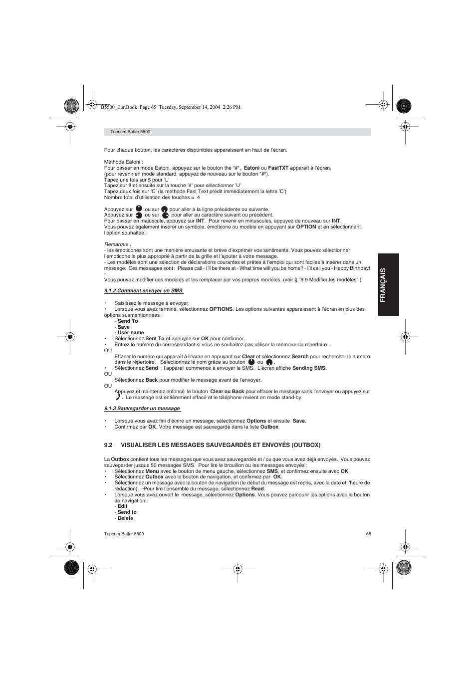 Topcom BUTLER 5500 User Manual | Page 65 / 100