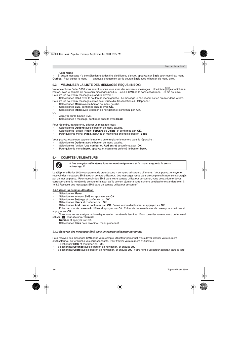 Topcom BUTLER 5500 User Manual | Page 66 / 100