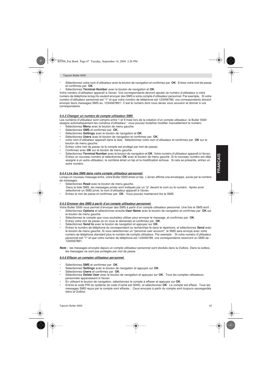 Topcom BUTLER 5500 User Manual | Page 67 / 100
