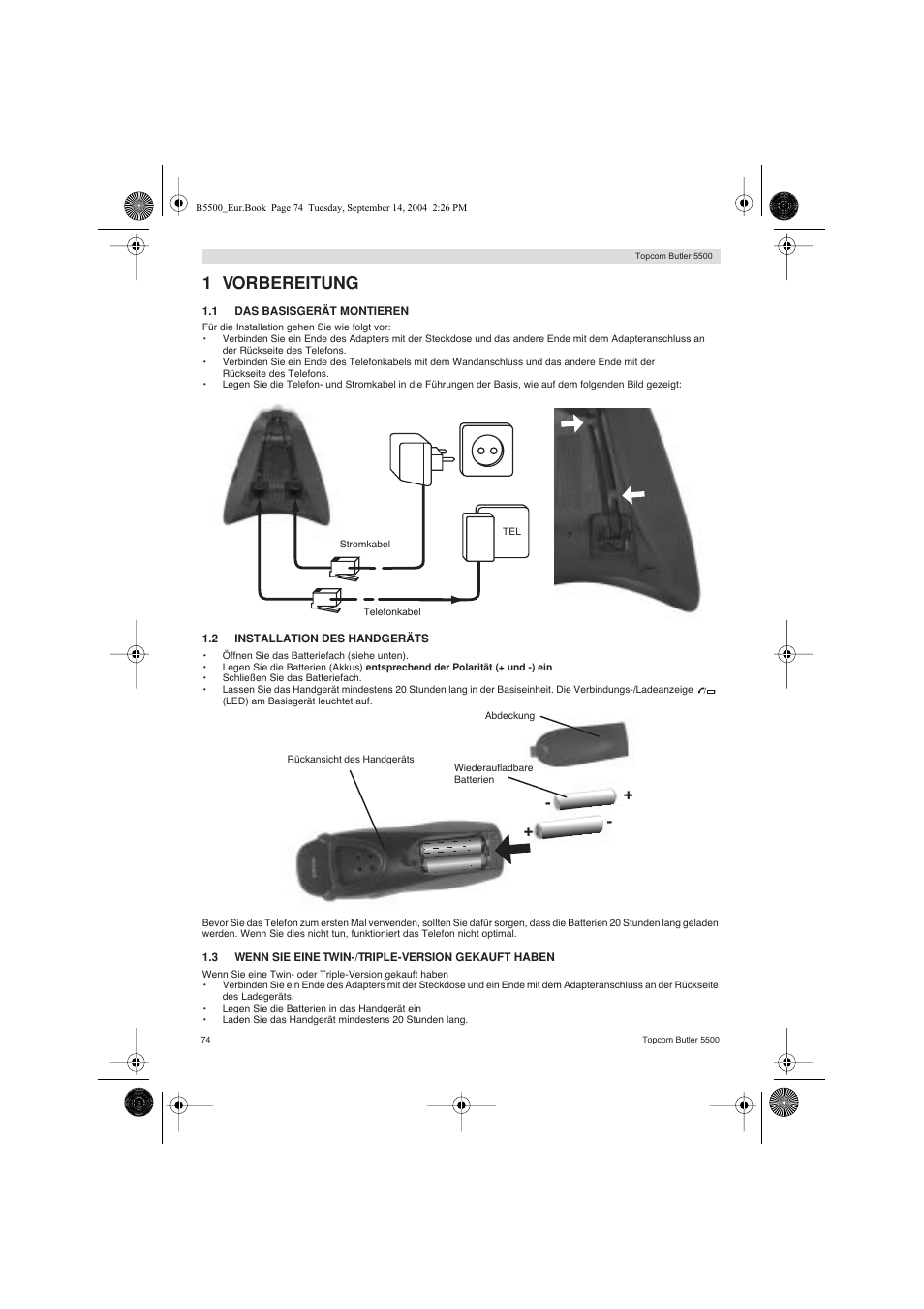 1 vorbereitung | Topcom BUTLER 5500 User Manual | Page 74 / 100