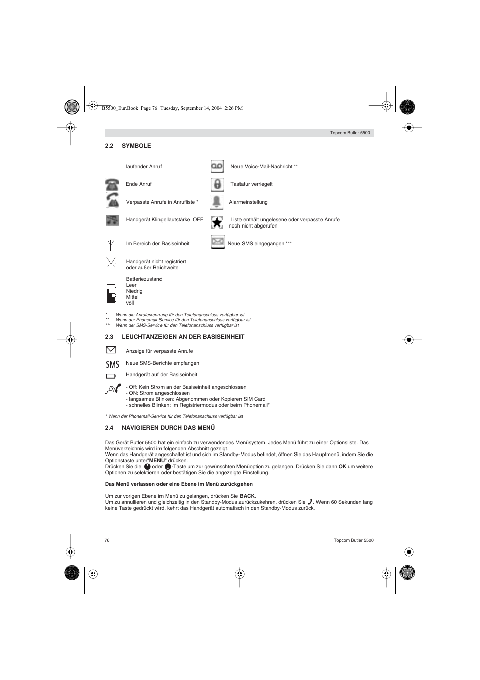 Topcom BUTLER 5500 User Manual | Page 76 / 100