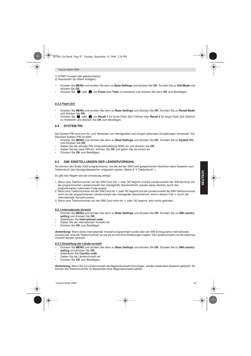 Topcom BUTLER 5500 User Manual | Page 87 / 100
