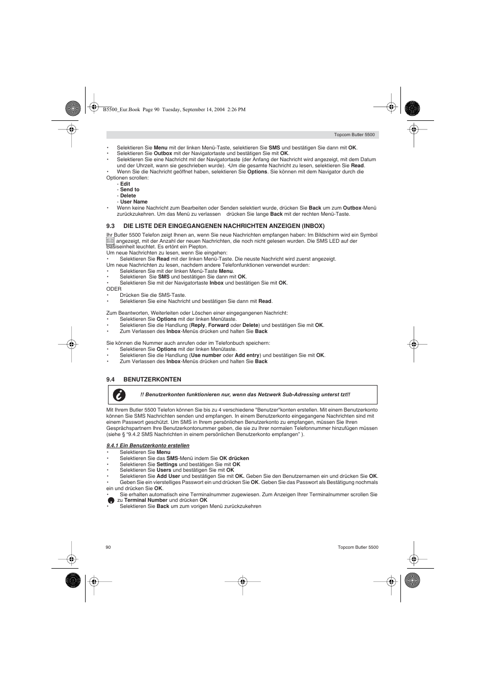 Topcom BUTLER 5500 User Manual | Page 90 / 100