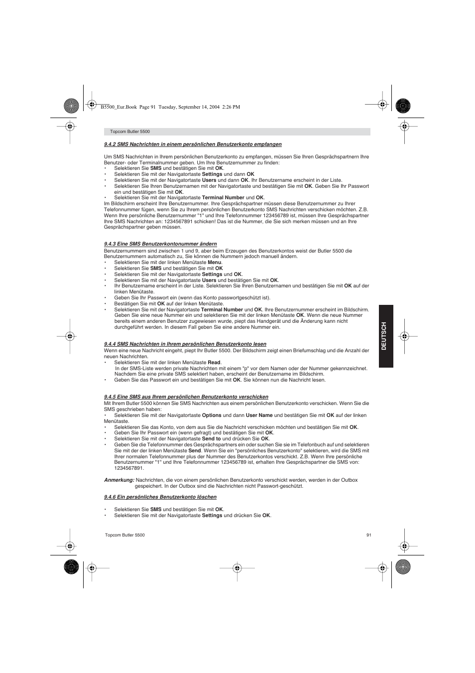 Topcom BUTLER 5500 User Manual | Page 91 / 100