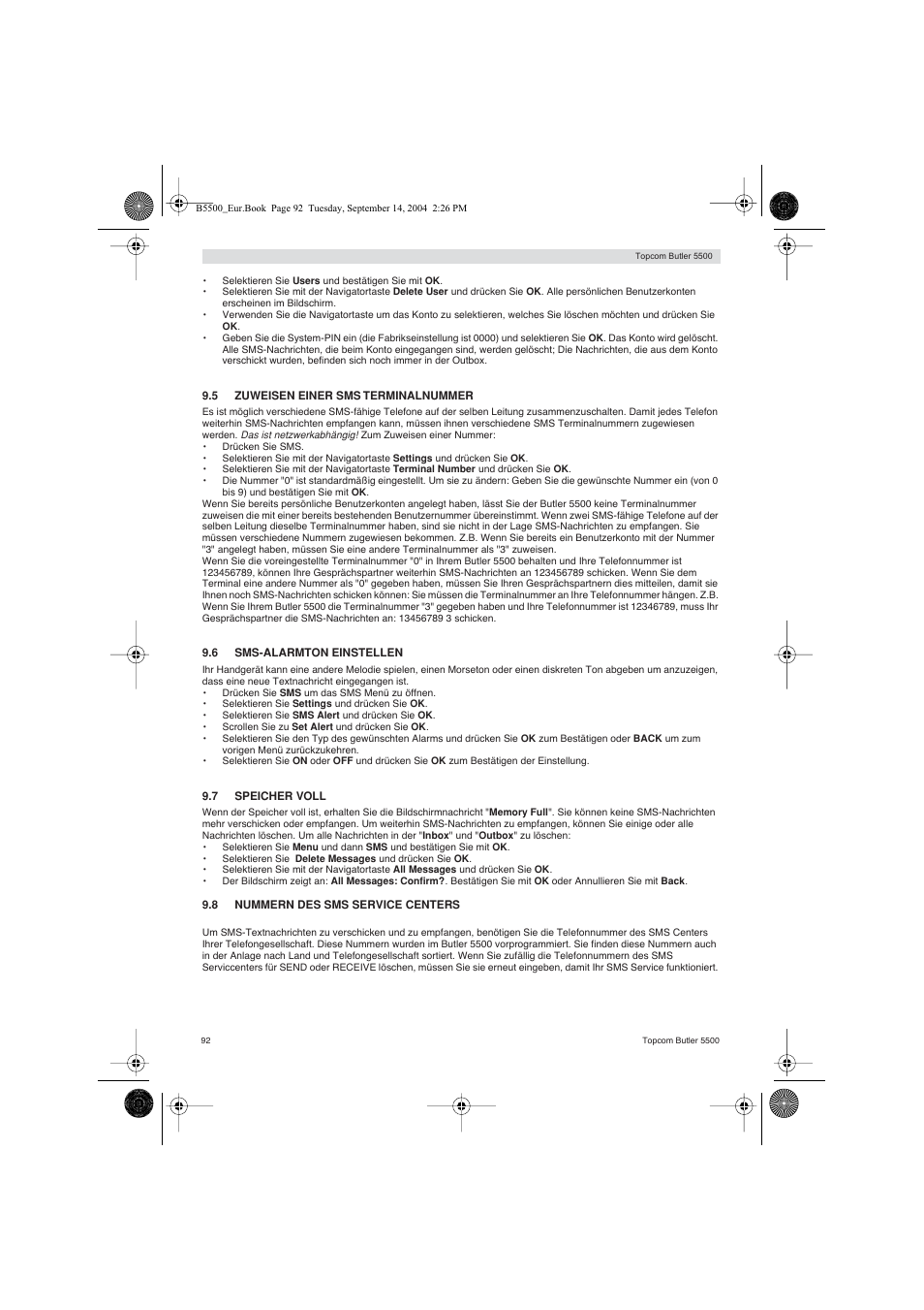 Topcom BUTLER 5500 User Manual | Page 92 / 100