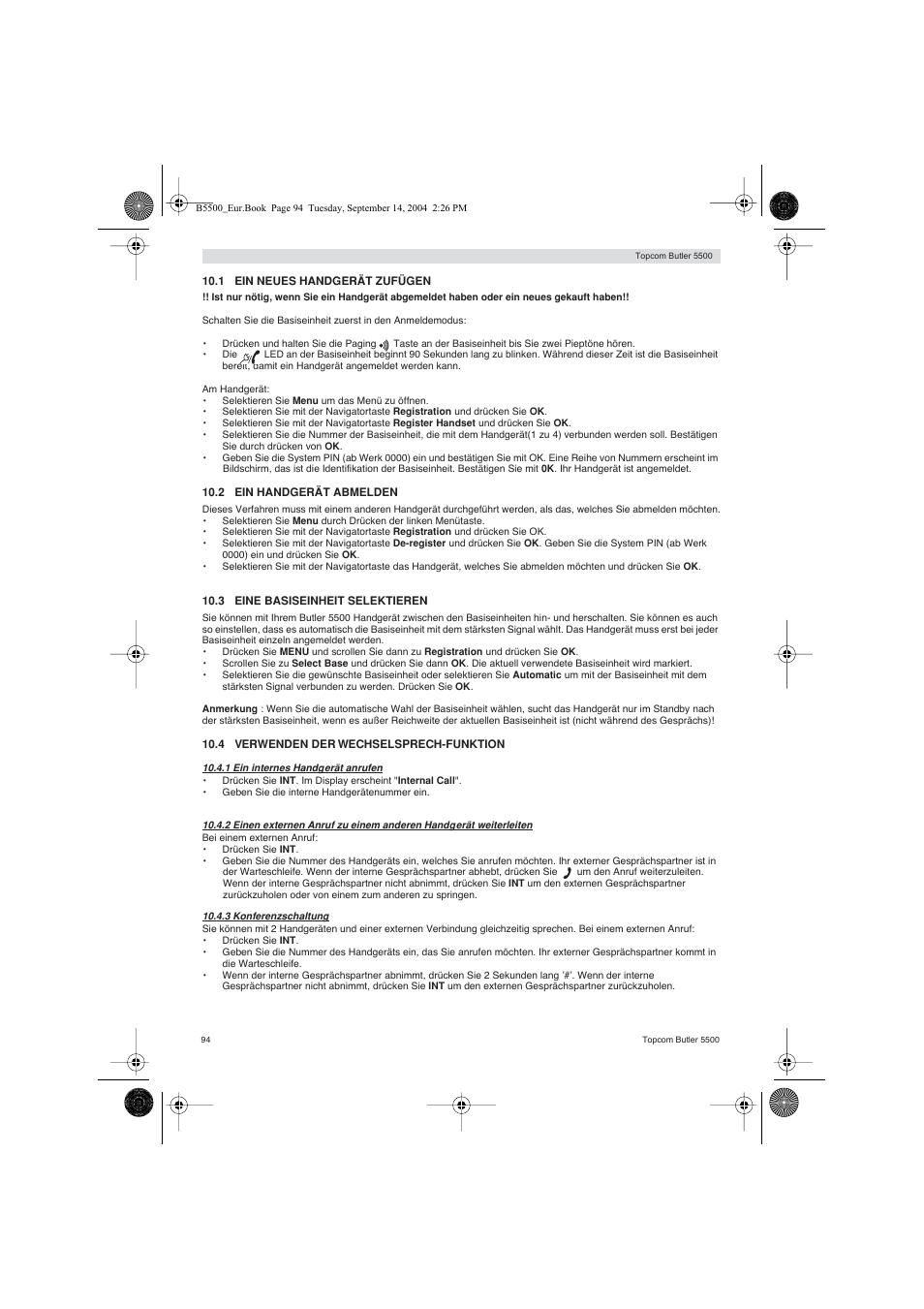 Topcom BUTLER 5500 User Manual | Page 94 / 100