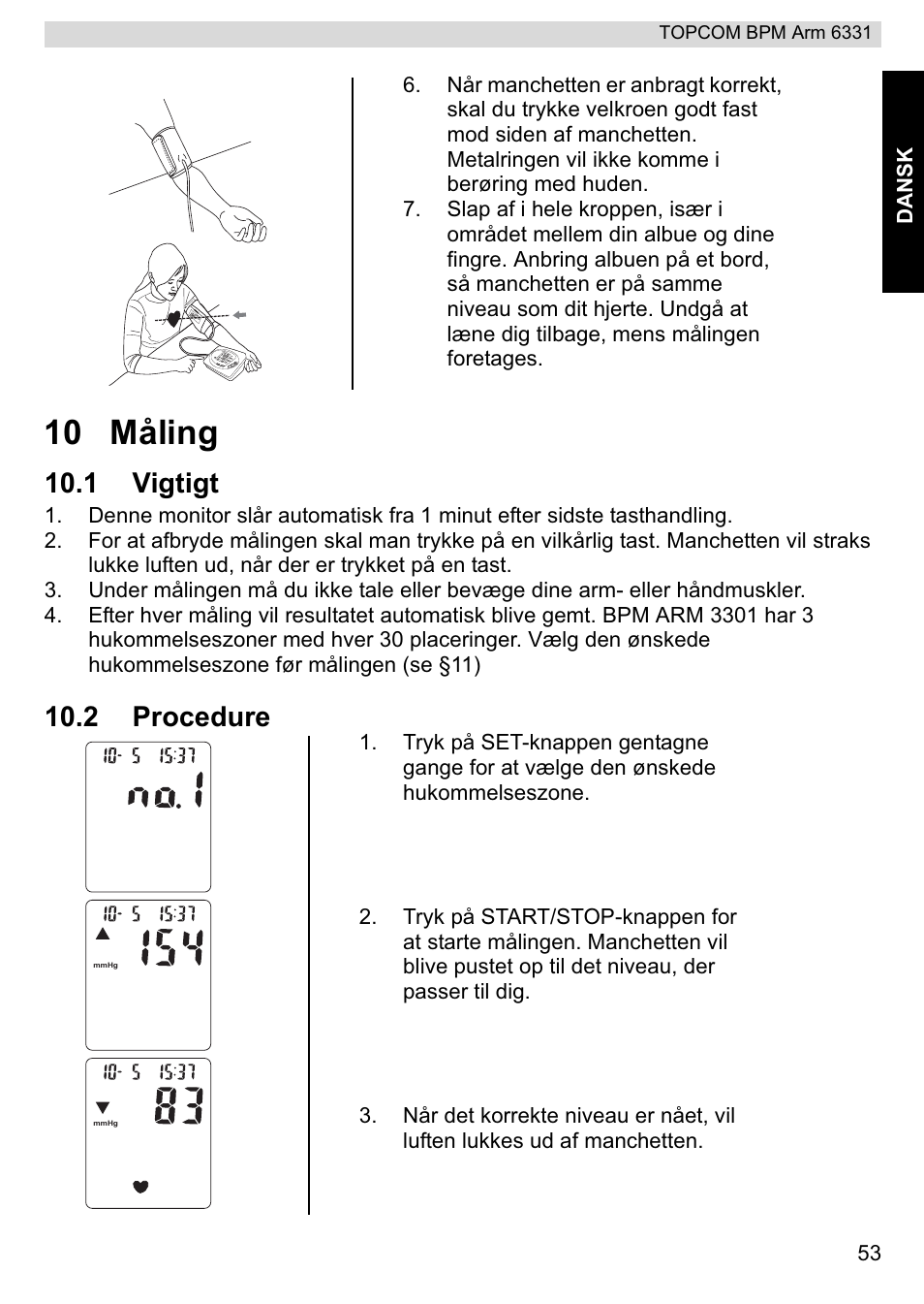 10 måling, 1 vigtigt, 2 procedure | Topcom 6331 User Manual | Page 53 / 76