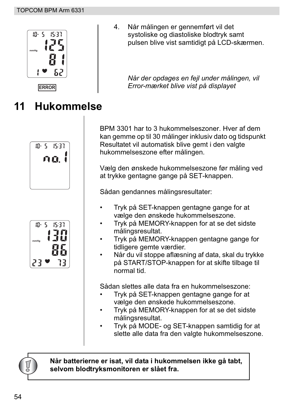 11 hukommelse | Topcom 6331 User Manual | Page 54 / 76