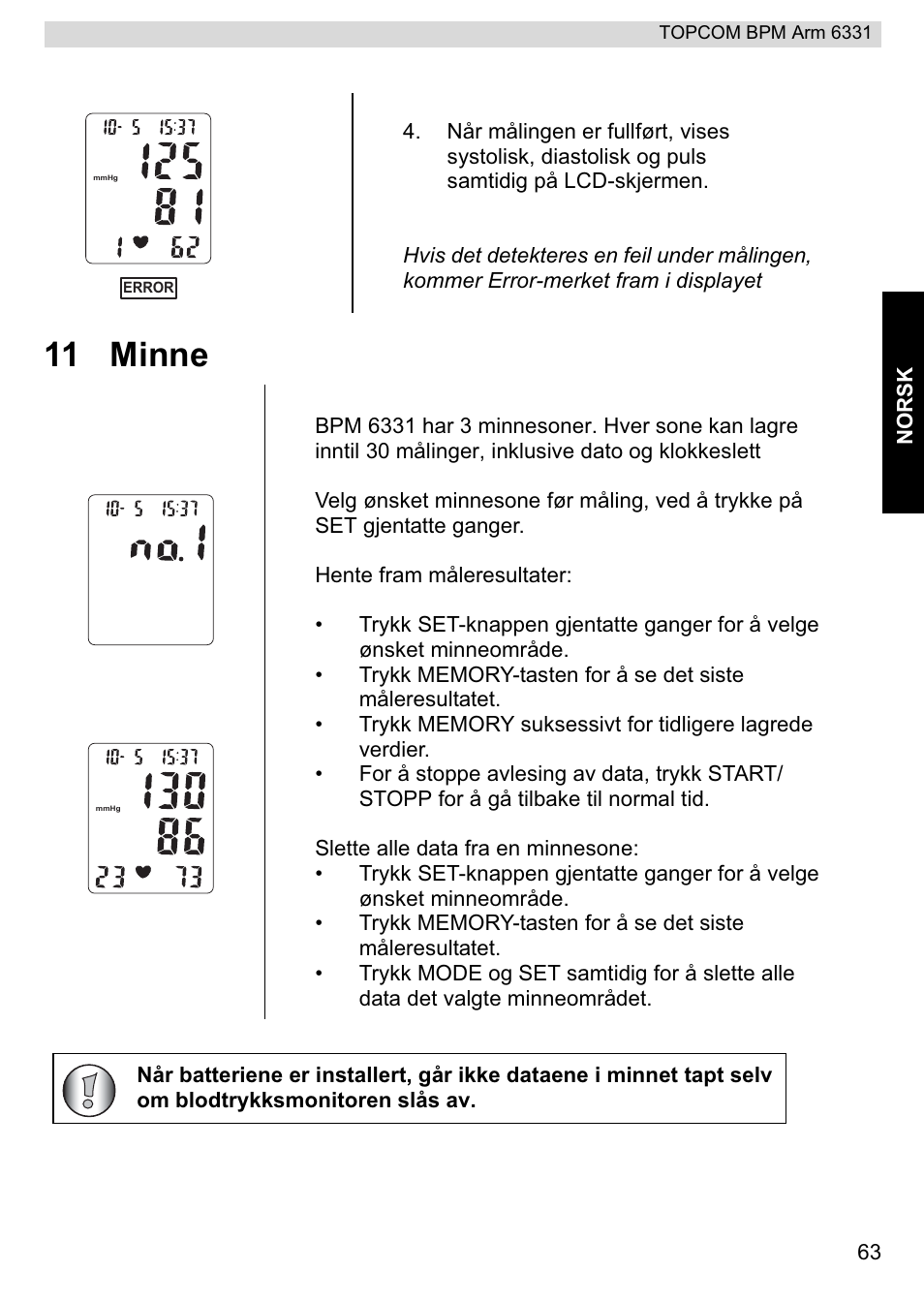 11 minne | Topcom 6331 User Manual | Page 63 / 76