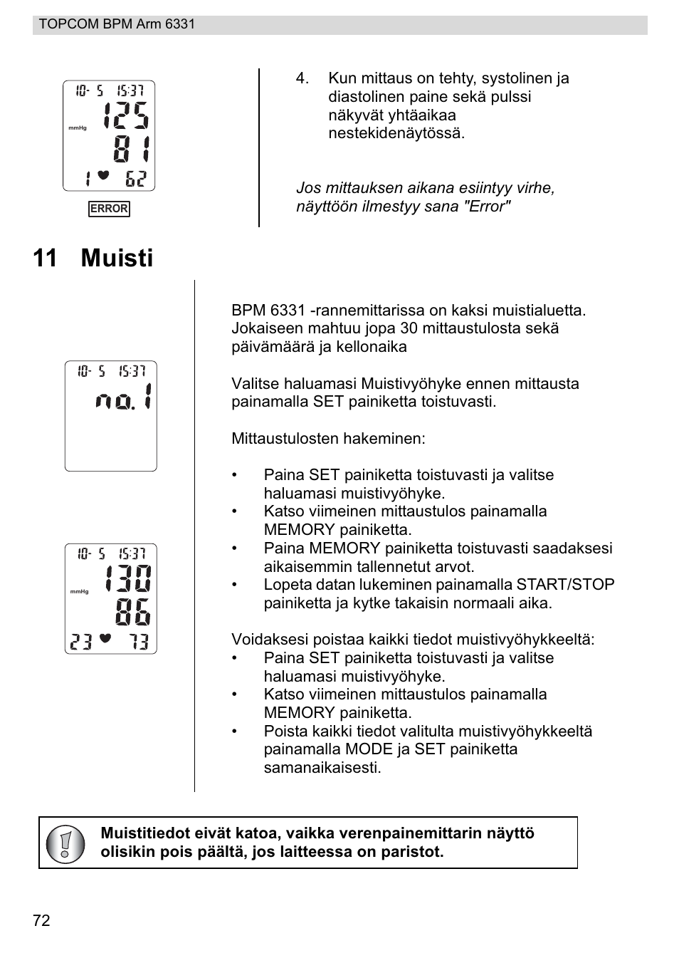 11 muisti | Topcom 6331 User Manual | Page 72 / 76