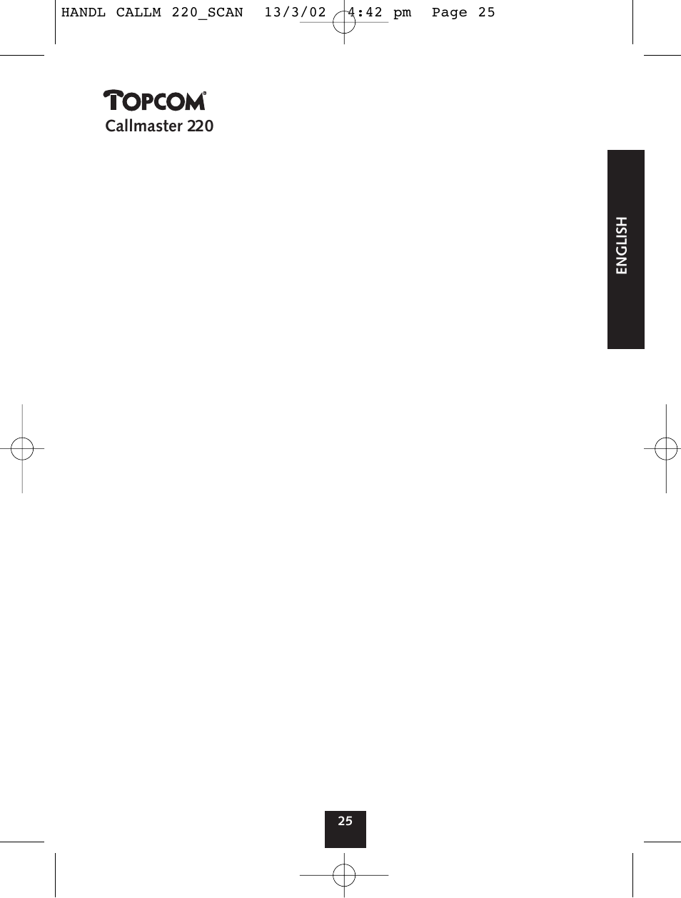 Topcom CALLMASTER 220 User Manual | Page 25 / 68