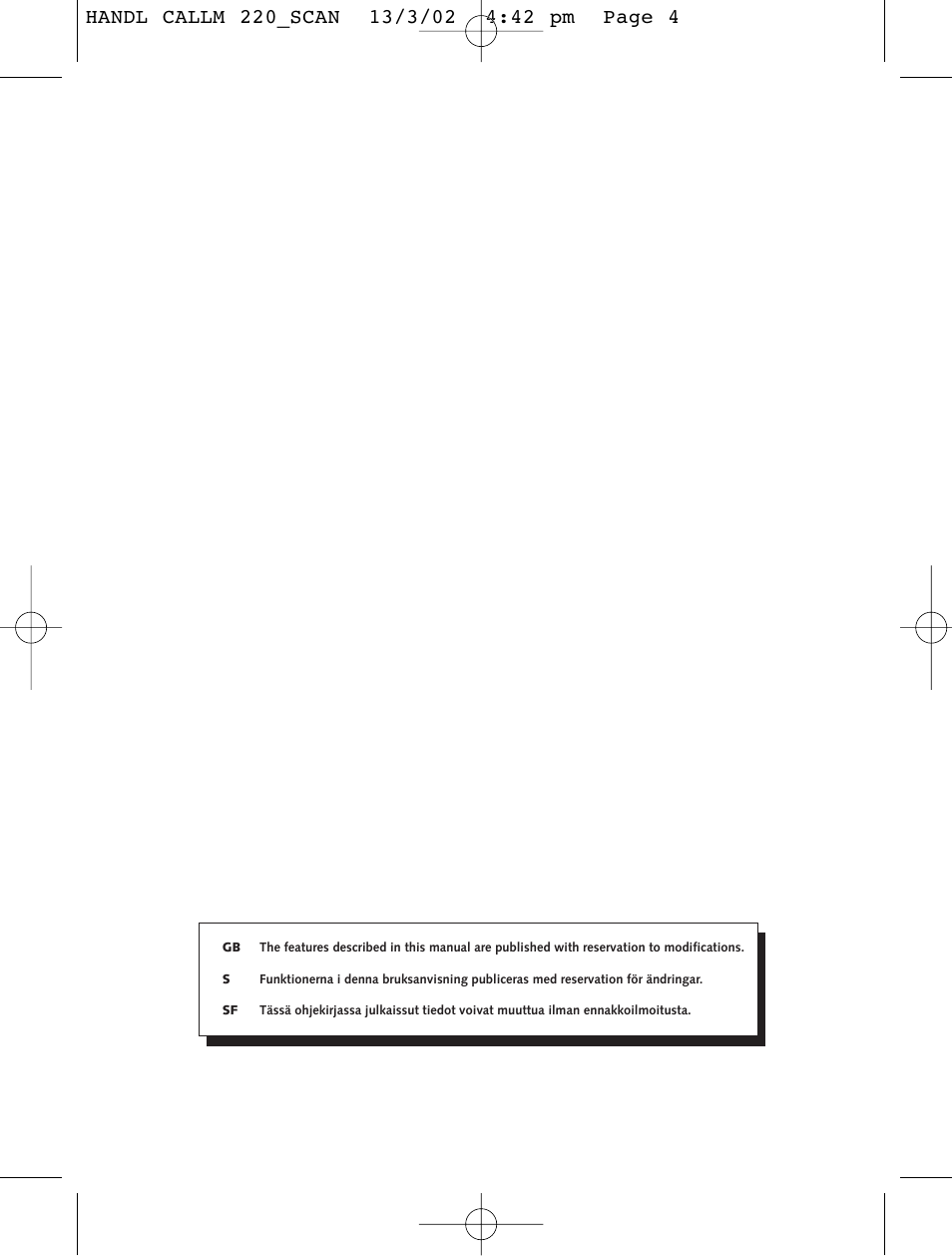 Topcom CALLMASTER 220 User Manual | Page 4 / 68