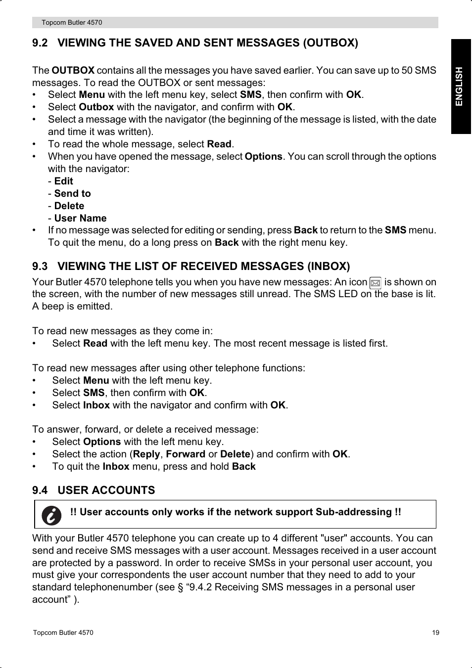 Topcom BUTLER 4570 User Manual | Page 19 / 28