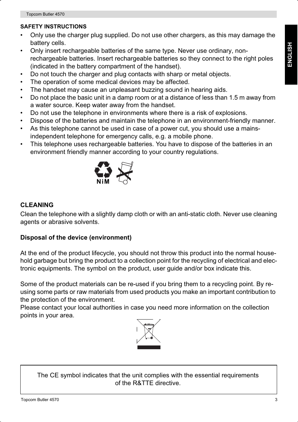 Topcom BUTLER 4570 User Manual | Page 3 / 28