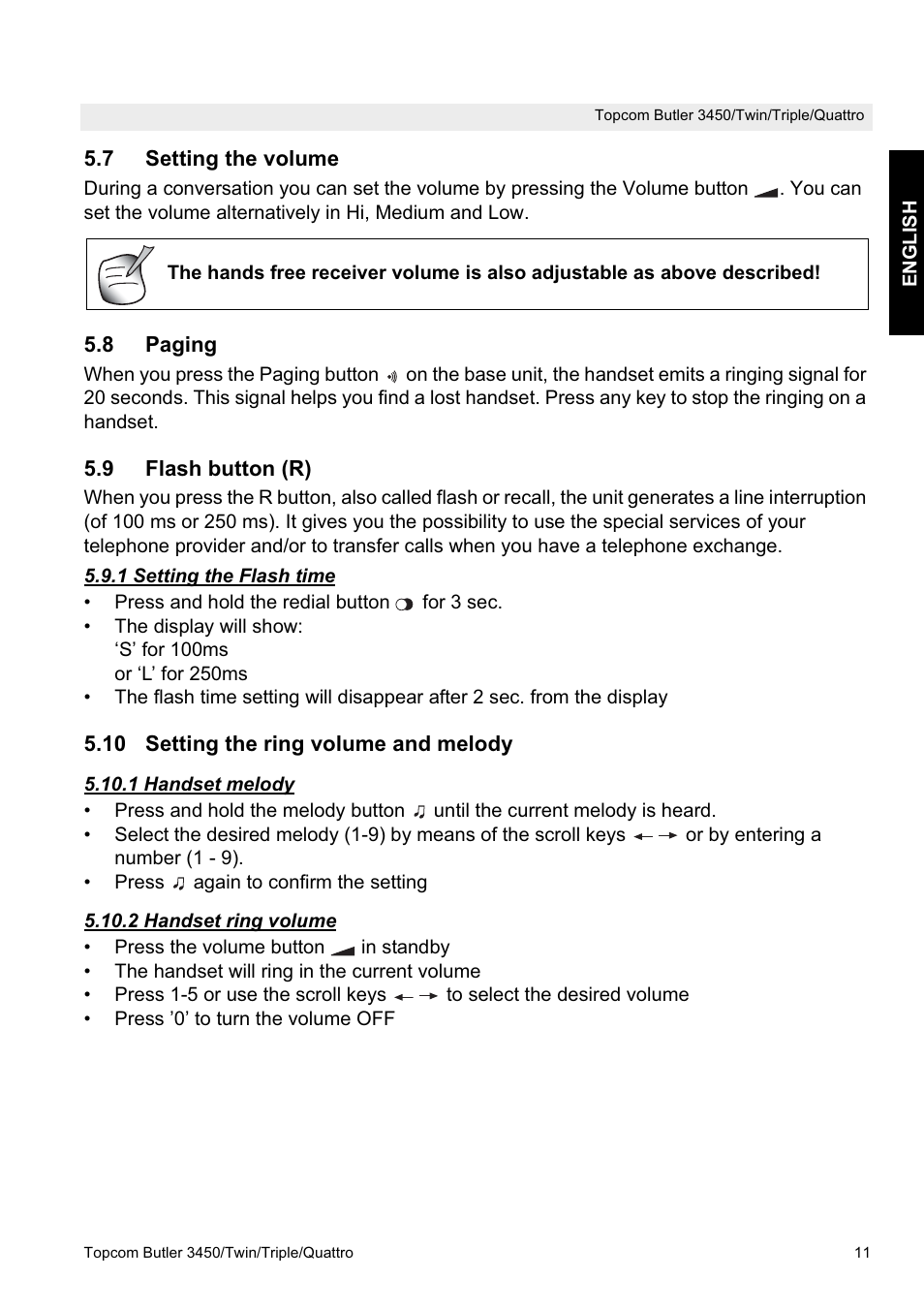 Topcom BUTLER Quattro User Manual | Page 11 / 92