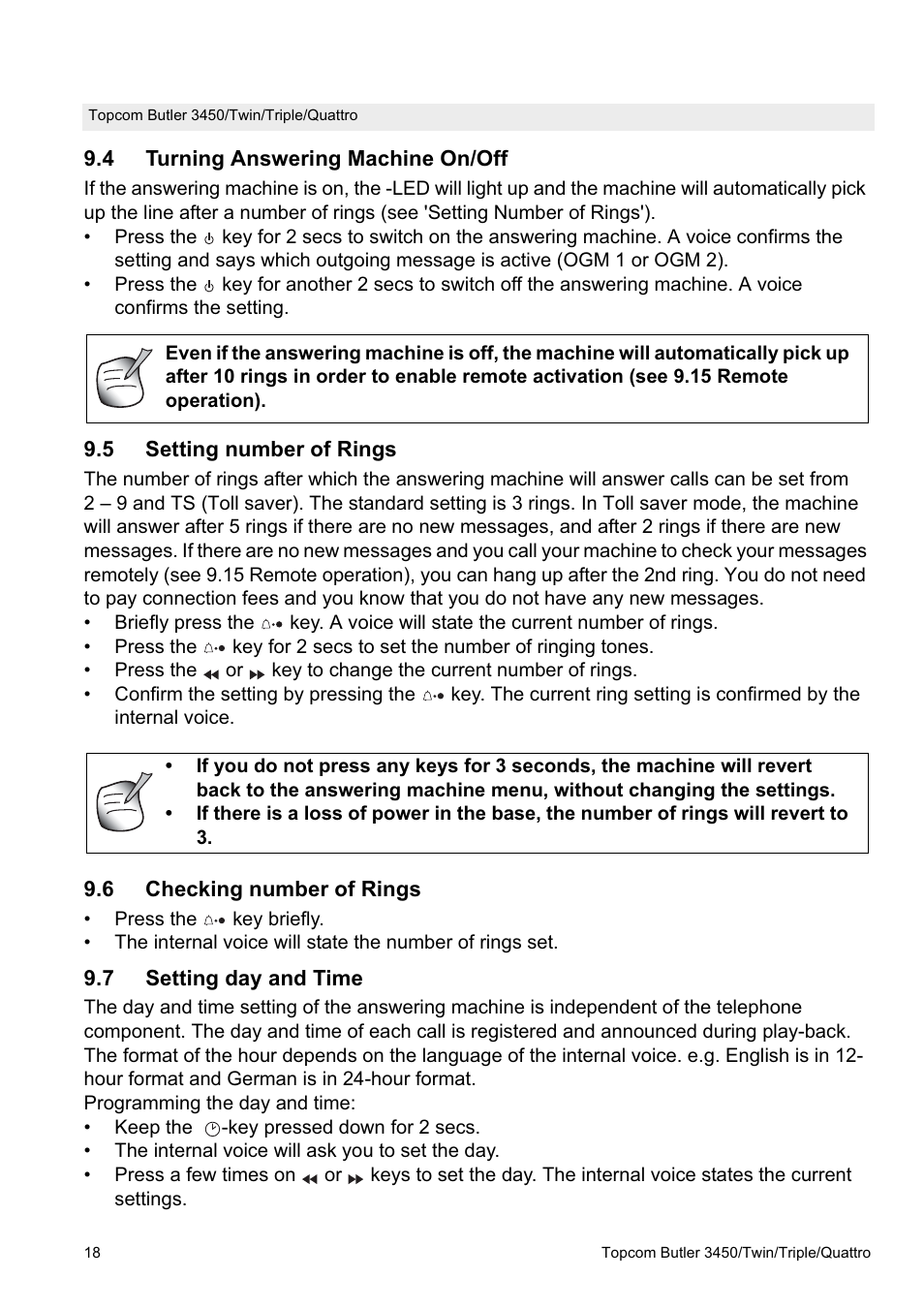 Topcom BUTLER Quattro User Manual | Page 18 / 92