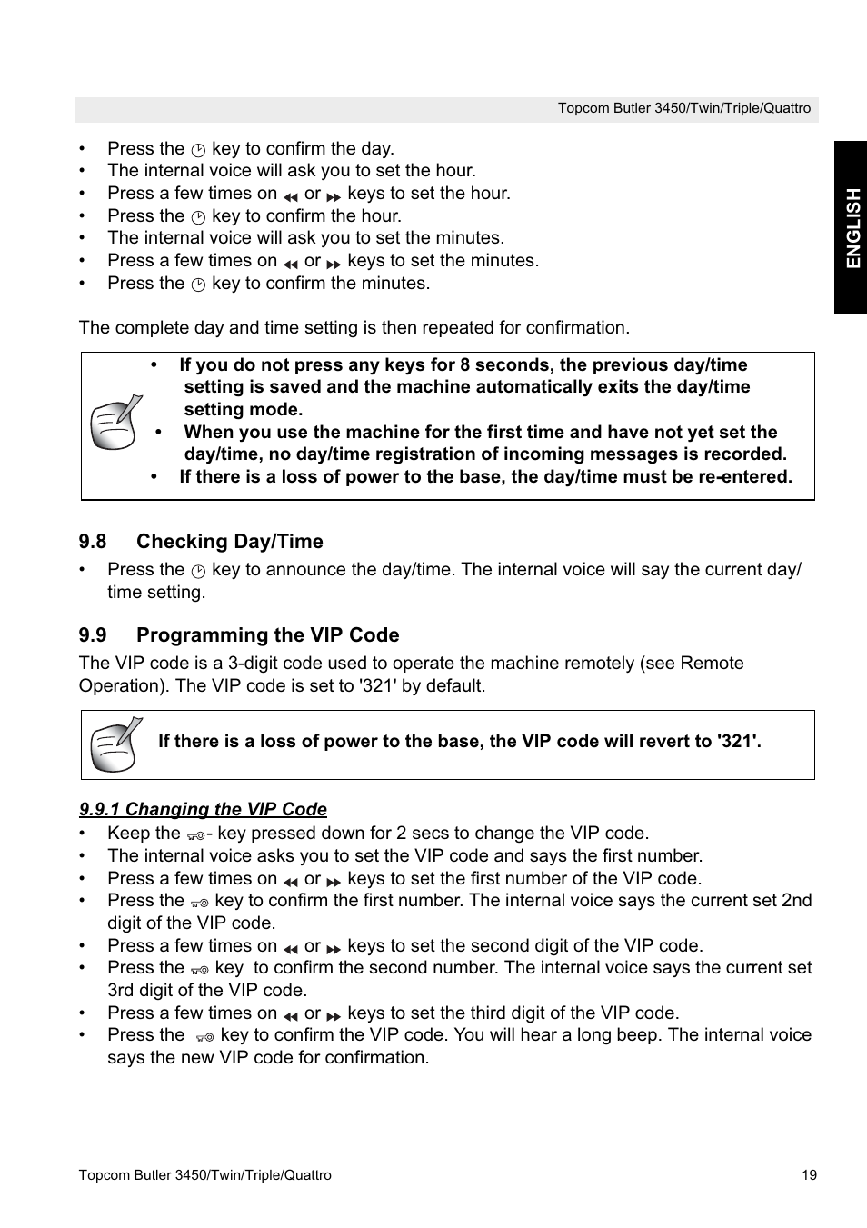Topcom BUTLER Quattro User Manual | Page 19 / 92